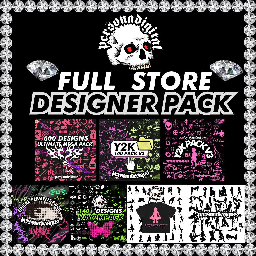 Y2K Full Store Graphics Pack: SVG, PNG, Vector Assets